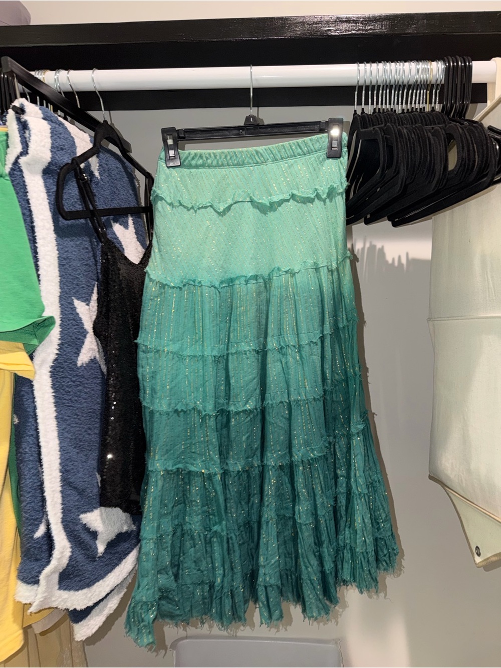 Green Ombre Tiered Maxi Skirt